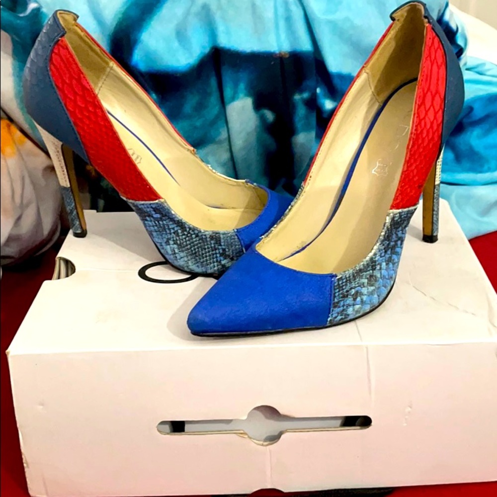 COPY - Stunning red and blue heels worn once !
